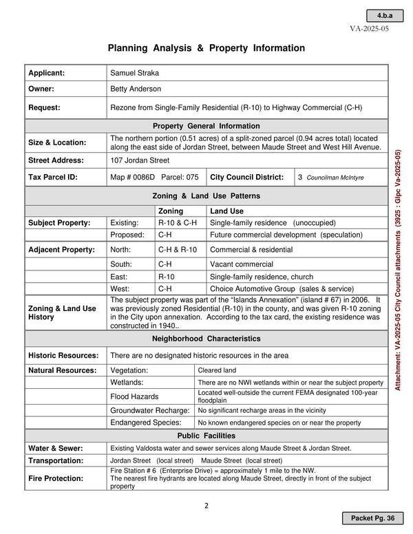Planning Analysis & Property Information