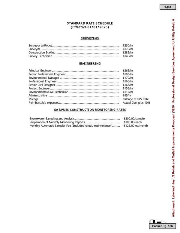 Standard Rate Schedule