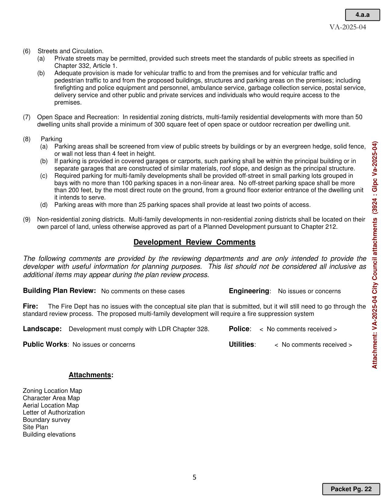 Development Review Comments