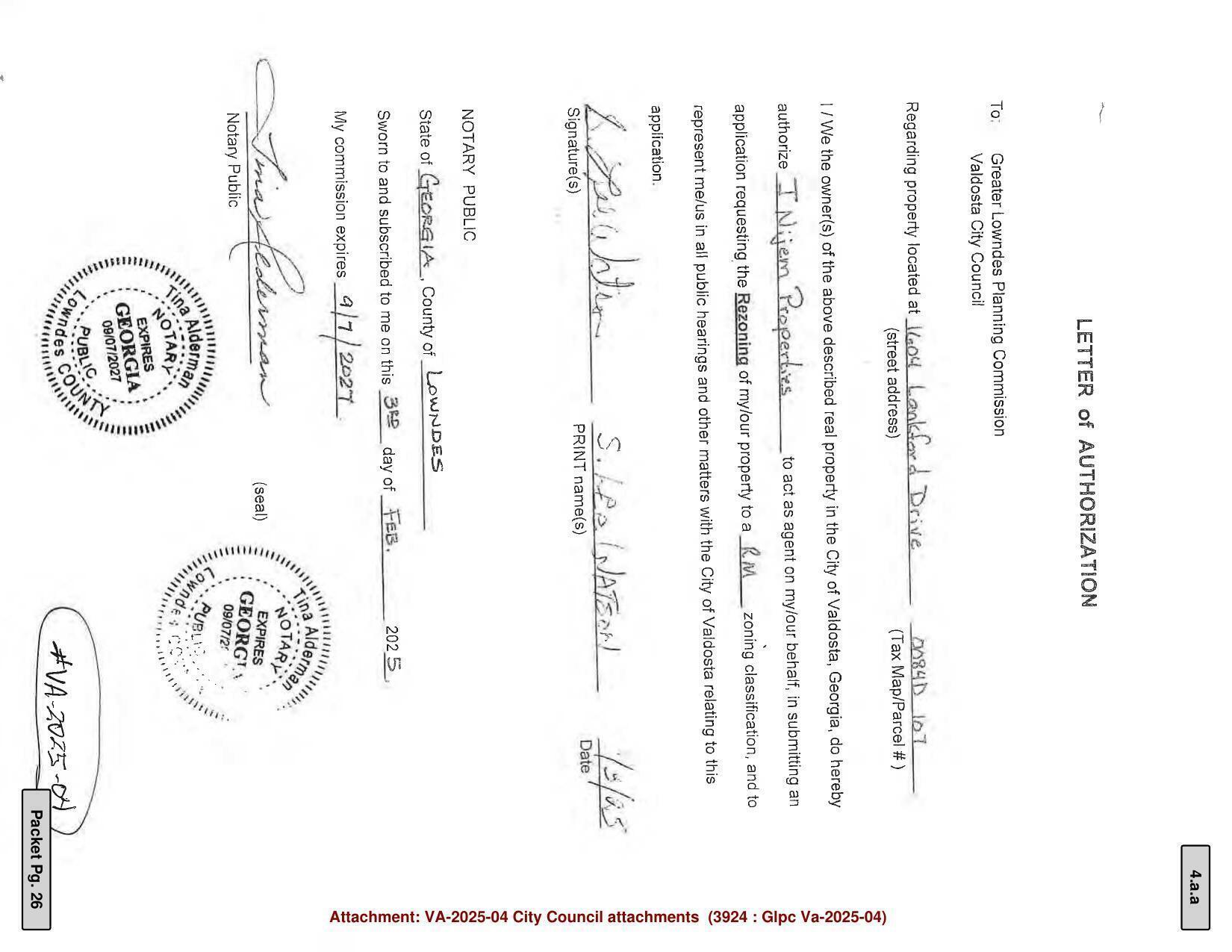LETTER of AUTHORIZATION