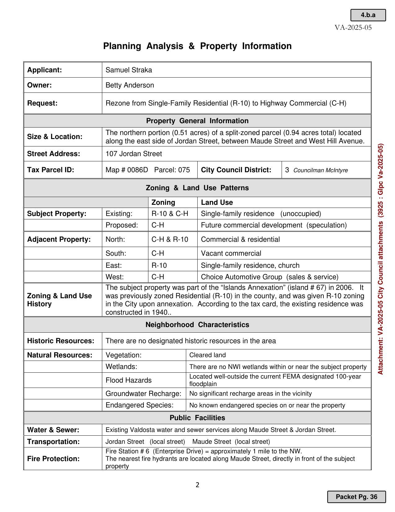 Planning Analysis & Property Information