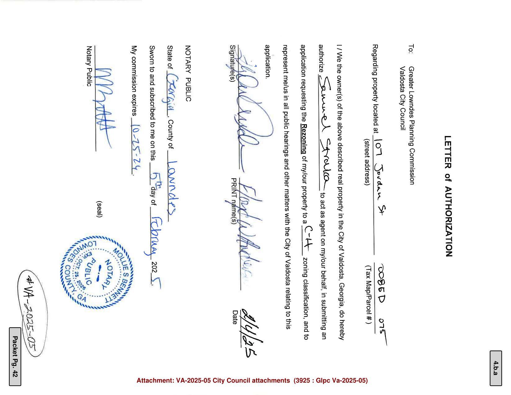 LETTER of AUTHORIZATION