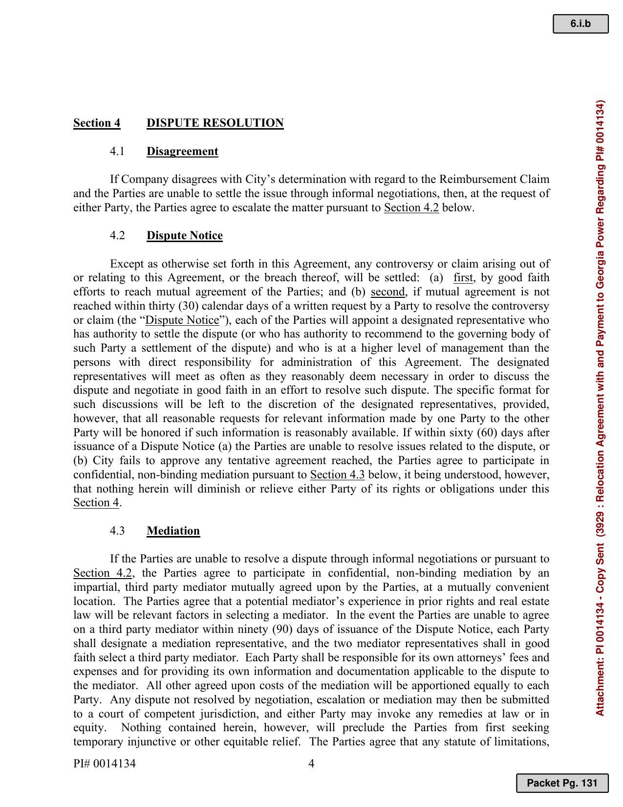 4.2 Dispute Notice