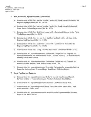 [6. Bids, Contracts, Agreements and Expenditures, 7. Local Funding and Requests]