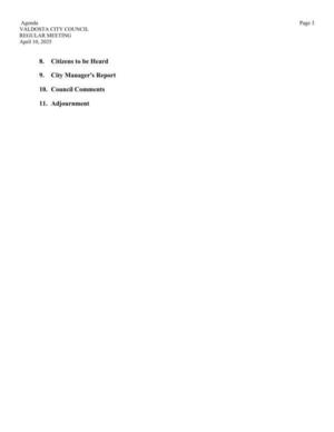 [8. Citizens to be Heard, 9. City Manager's Report, 10. Council Comments, 11. Adjournment]