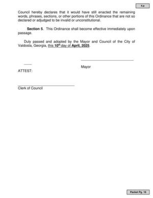 [Section 5. This Ordinance shall become effective immediately upon]