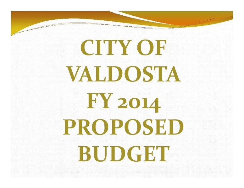CITY OF VALDOSTA FY 2014 PROPOSED BUDGET