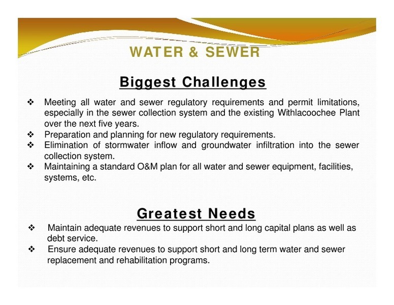 WATER & SEWER: Biggest Challenges; Greatest Needs