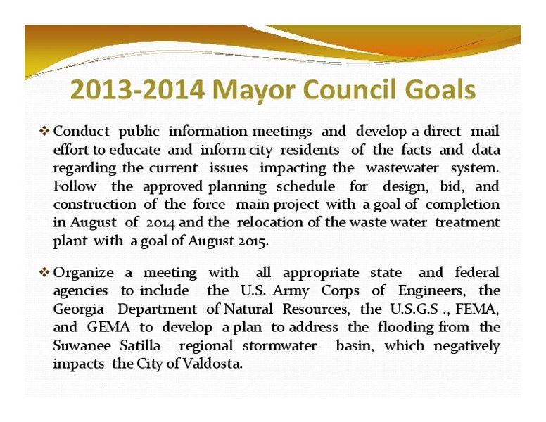 2013‐2014 Mayor Council Goals