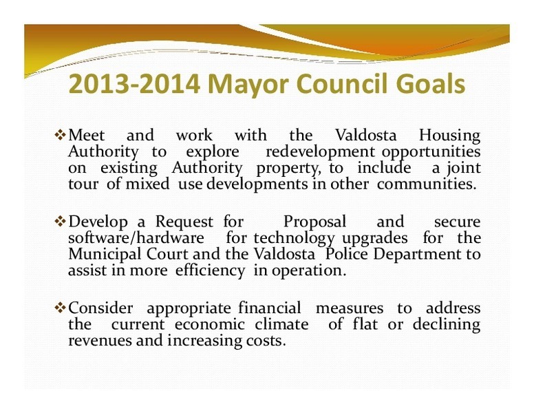 2013‐2014 Mayor Council Goals