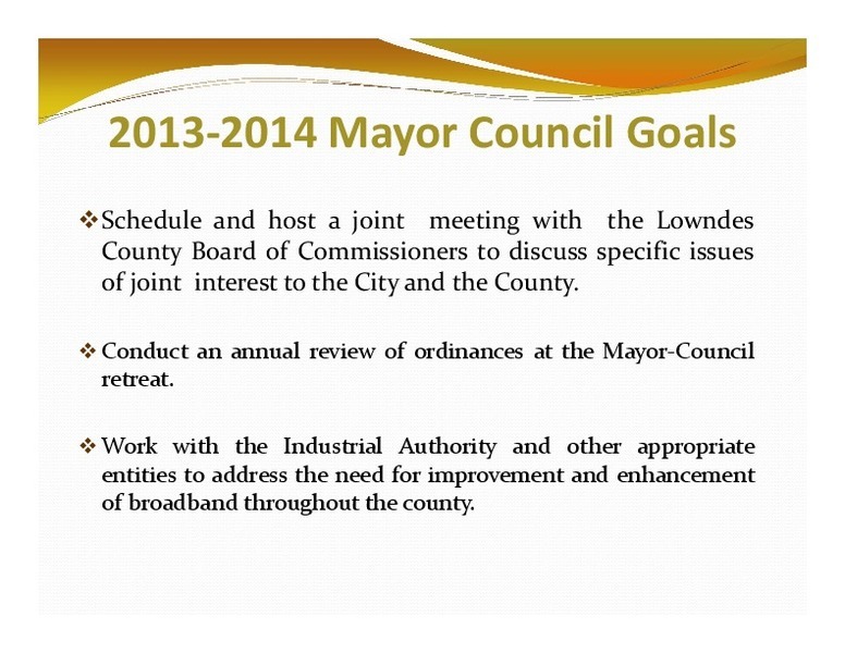 2013‐2014 Mayor Council Goals