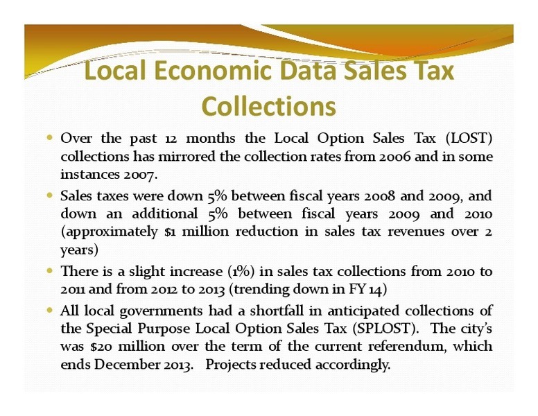 Local Economic Data Sales Tax: Collections