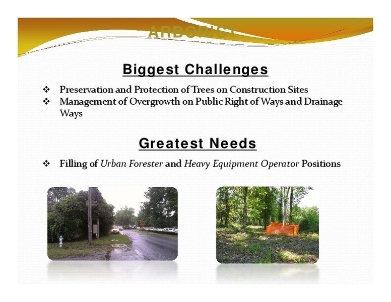 ARBORIST: Biggest Challenges; Greatest Needs