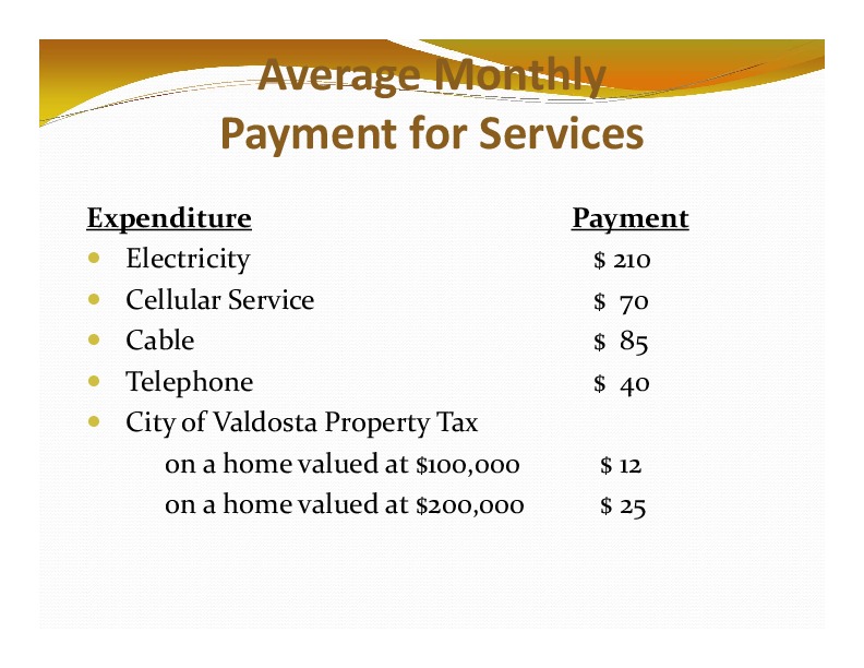 Average Monthly Payment for Services; Expenditure; Payment