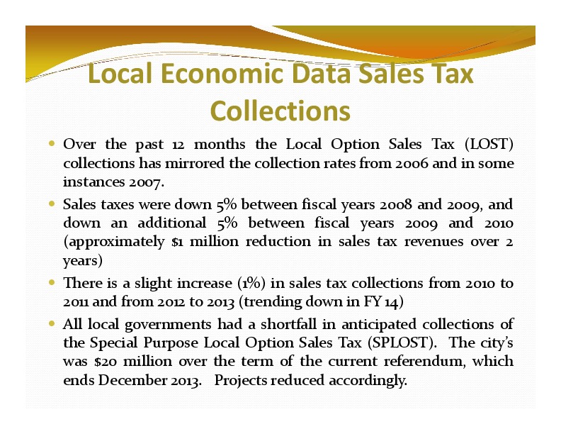 Local Economic Data Sales Tax: Collections