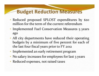 [Budget Reduction Measures]