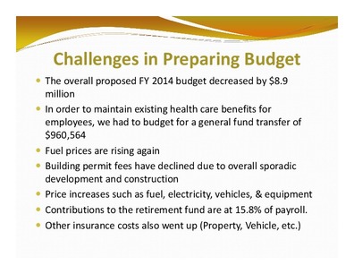 [Challenges in Preparing Budget]