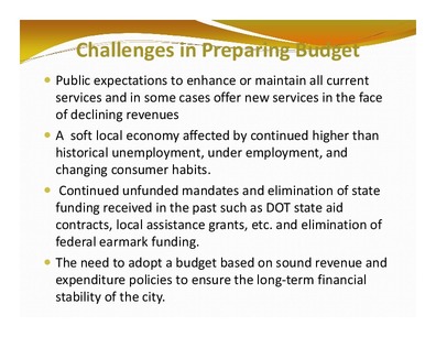 [Challenges in Preparing Budget]