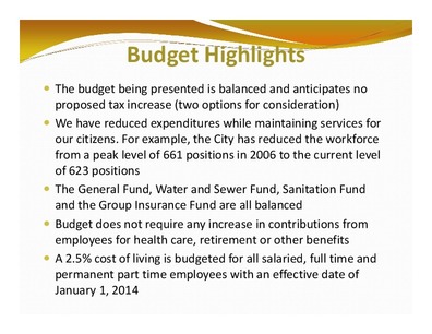 [Budget Highlights]