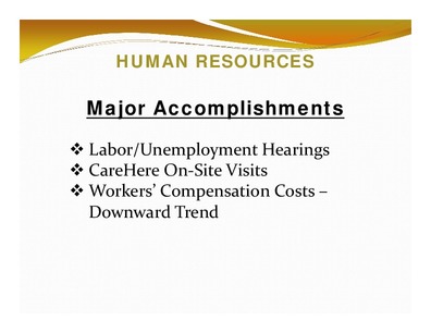 [HUMAN RESOURCES: Major Accomplishments]
