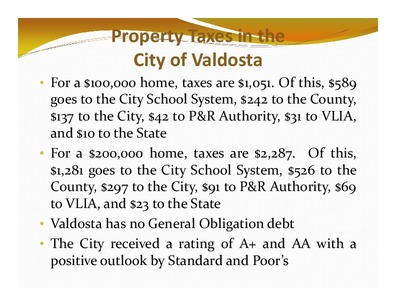 [Property Taxes in the City of Valdosta]
