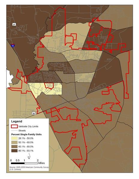 P 21 Map 1.9 Percent Single-Family Housing Units 2005 2009