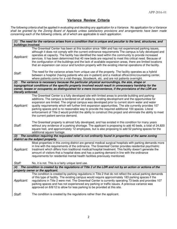 Variance Review Criteria