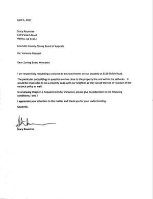 [Letter of request from Stacy Rountree]