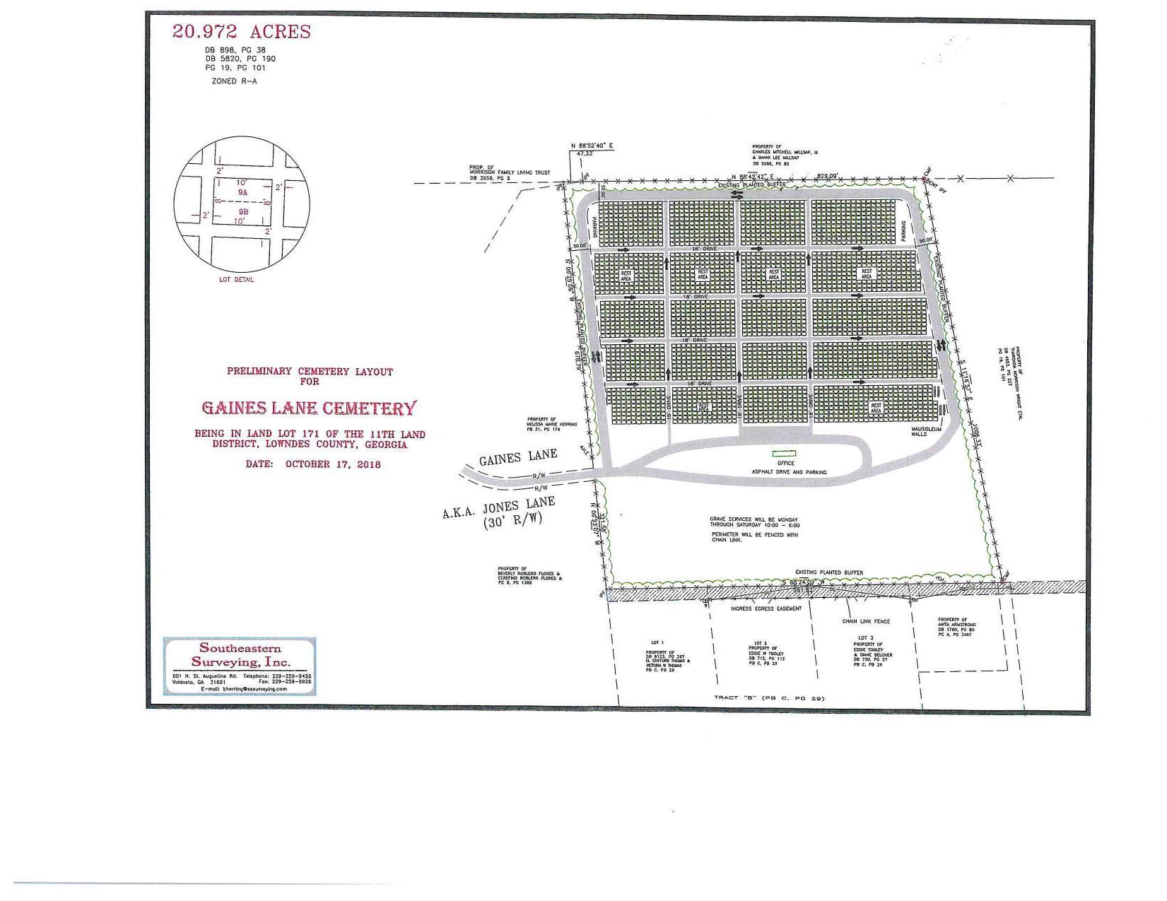 Preliminary Cemetery Layout for Gaines Lane Cemetery