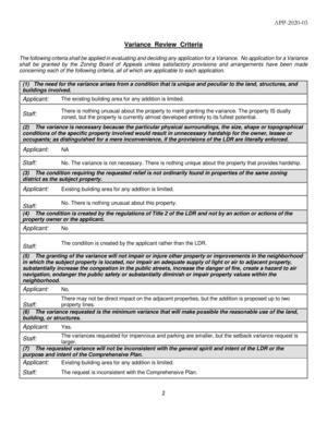 [Variance Review Criteria]