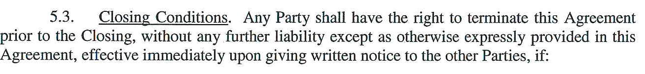 Section 5.3 Closing Conditions