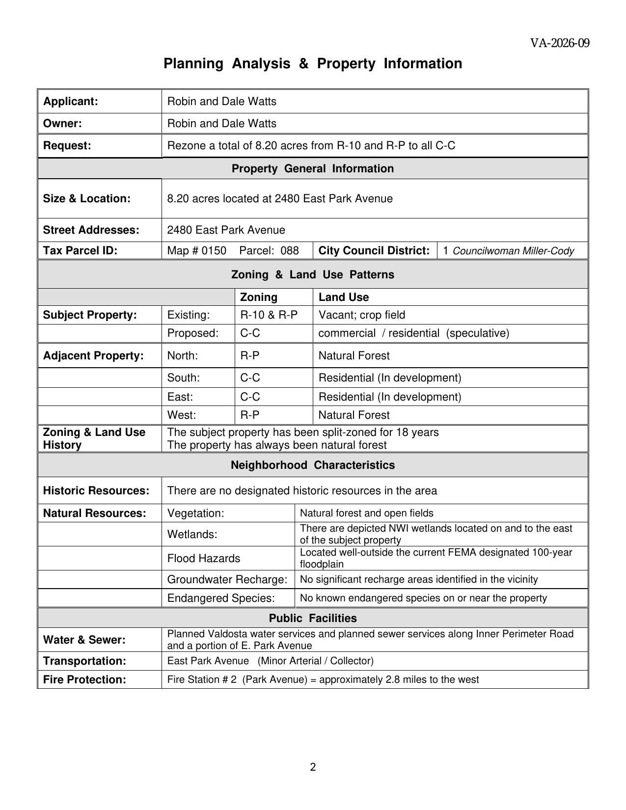 Planning Analysis & Property Information
