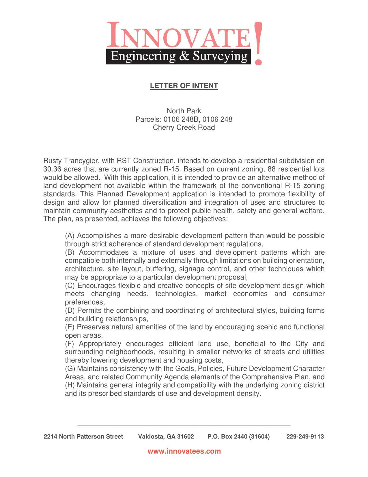 LETTER OF INTENT