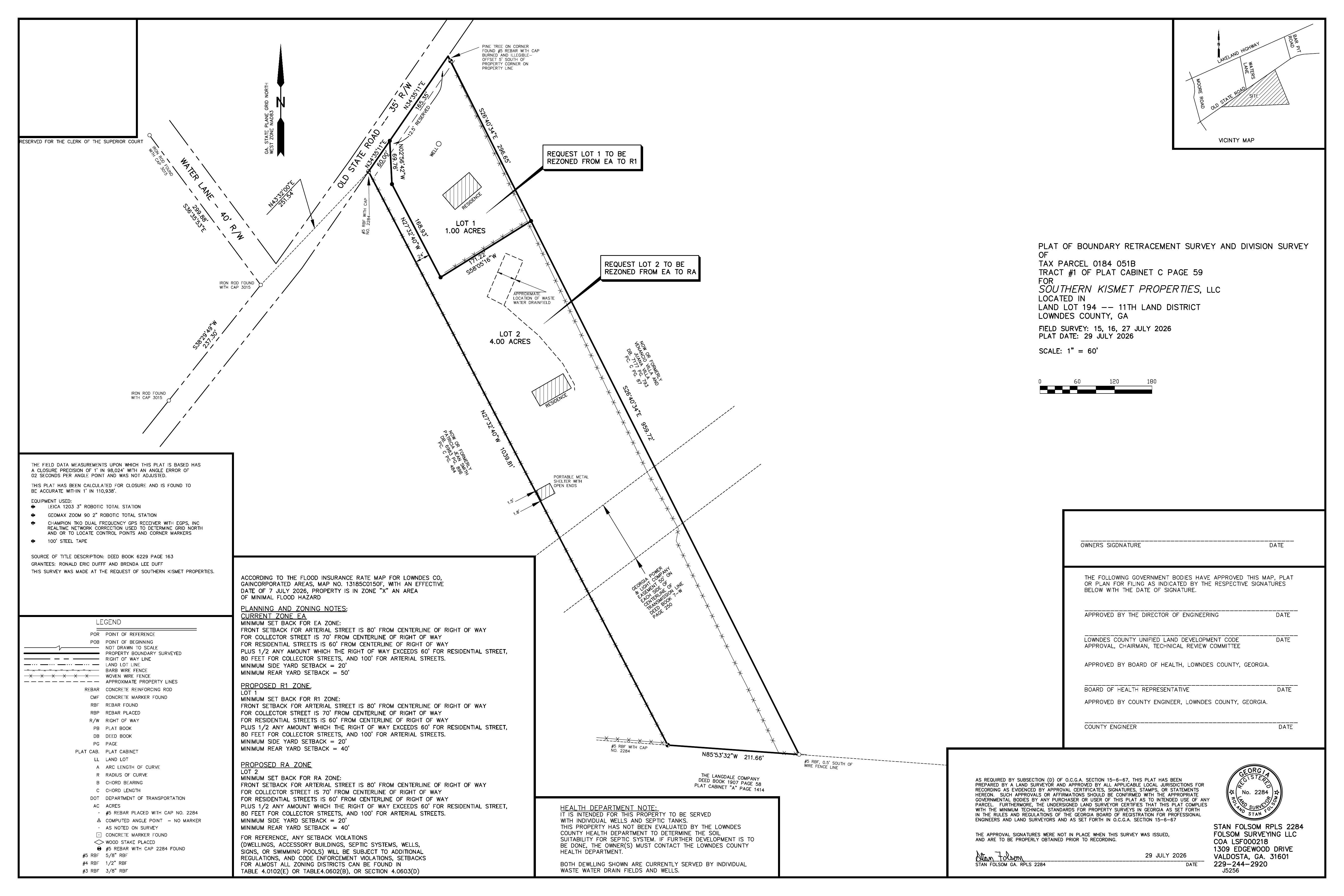 PLAT OF BOUNDARY RETRACEMENT SURVEY AND DIVISION SURVEY