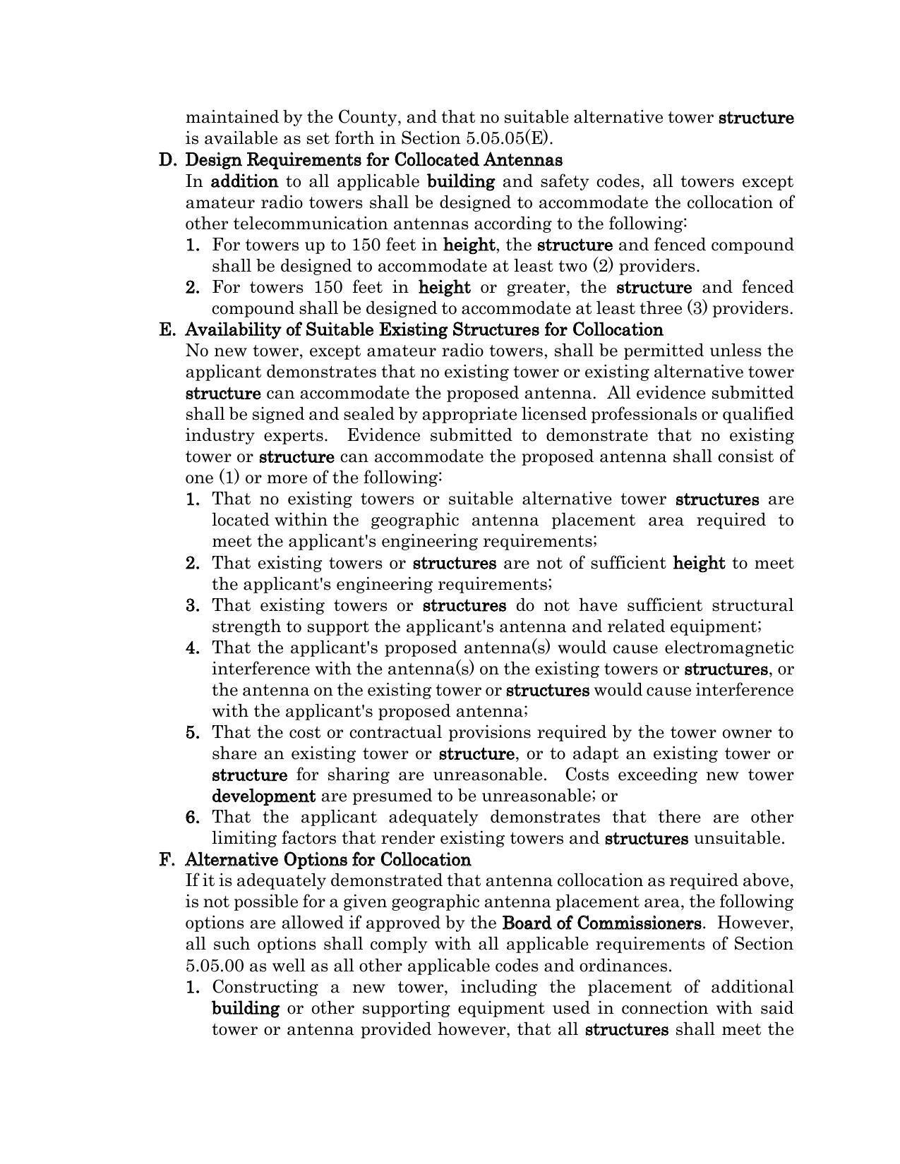 E. Availability of Suitable Existing Structures for Collocation