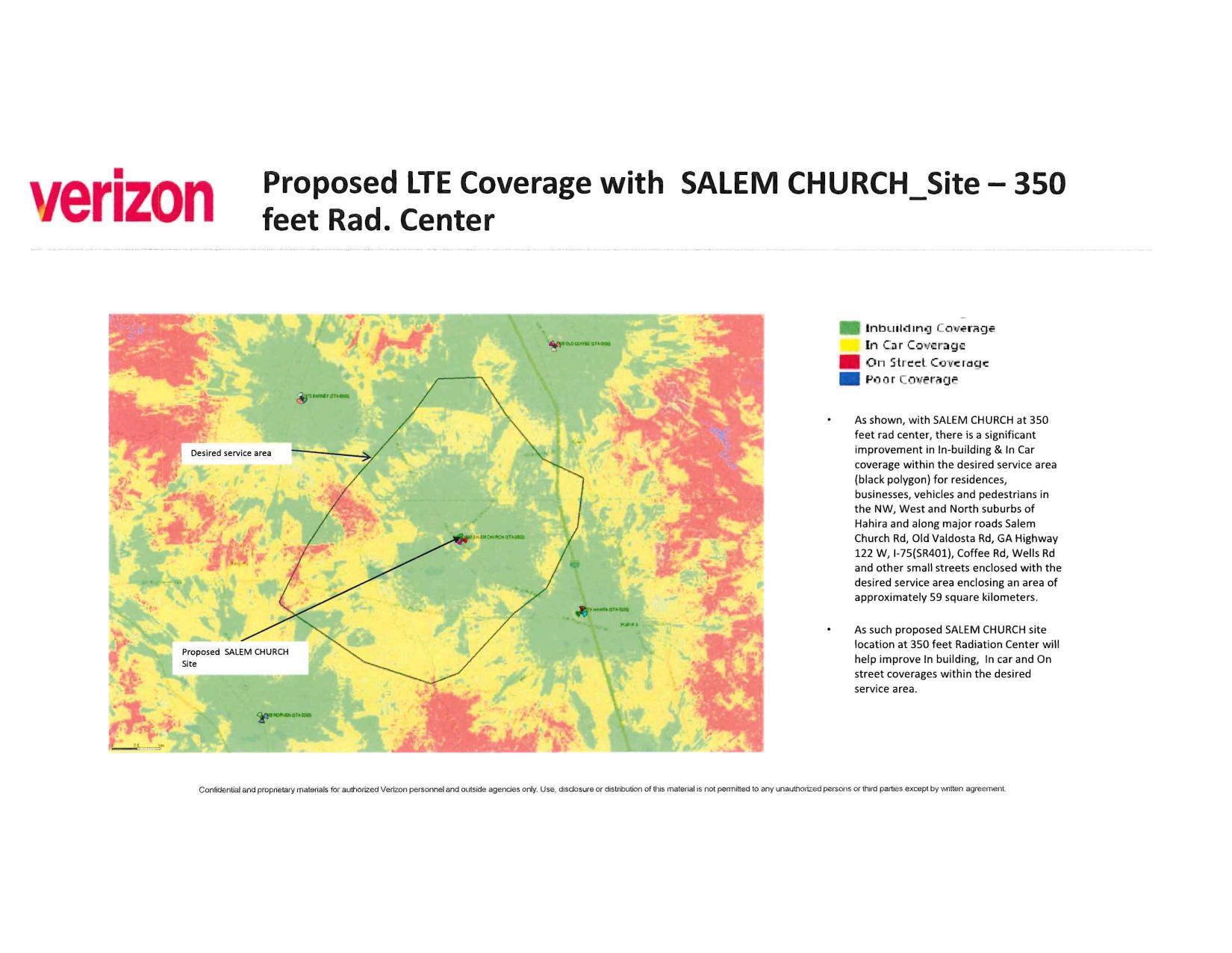 Verizon: Proposed LTE Coverage with SALEM CHURCH_Site — 350 feet Rad. Center
