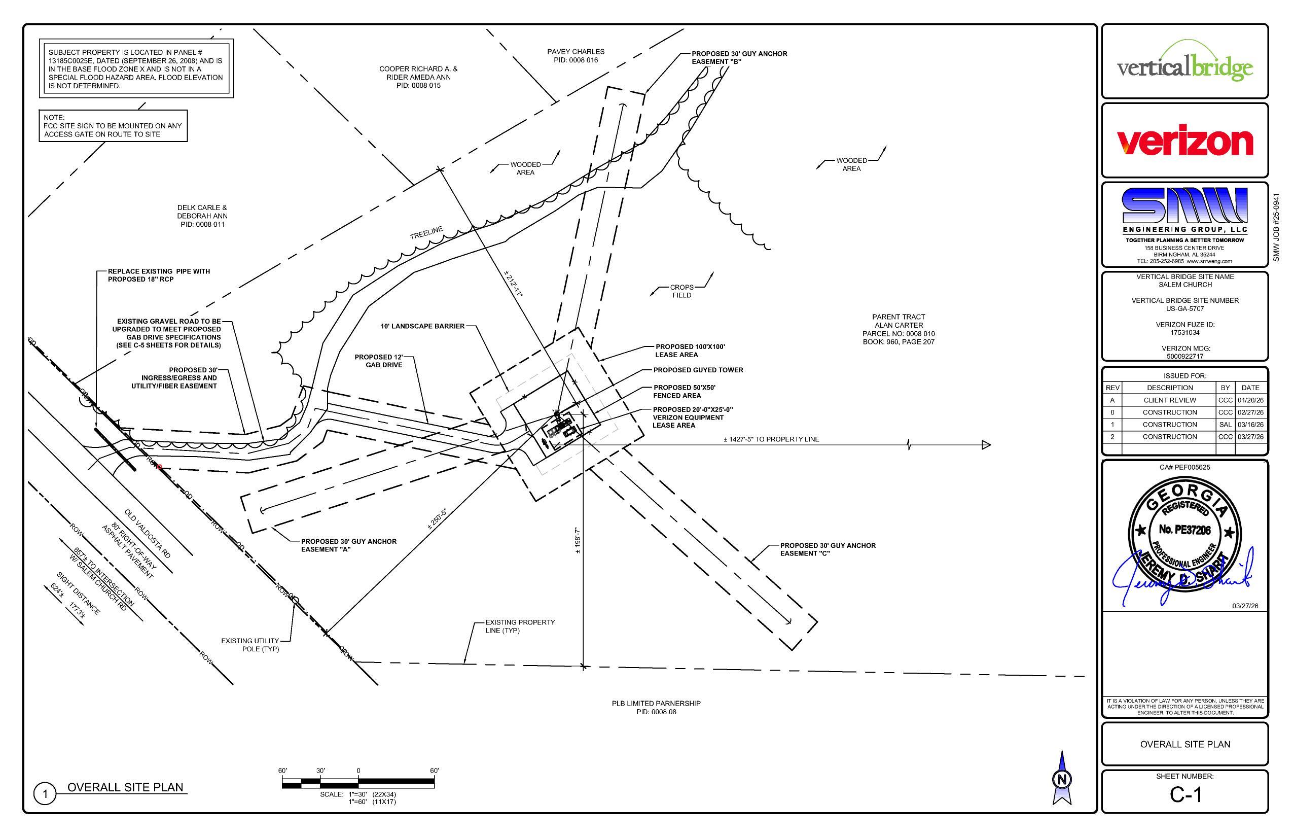 OVERALL SITE PLAN with distances
