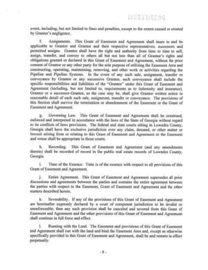 [17.g. Governing Law. This Grant of Easement and Agreement shall be construed, enforced and interpreted in accordance with the laws of the State of Georgia without regard to its conflicts of laws provisions.]